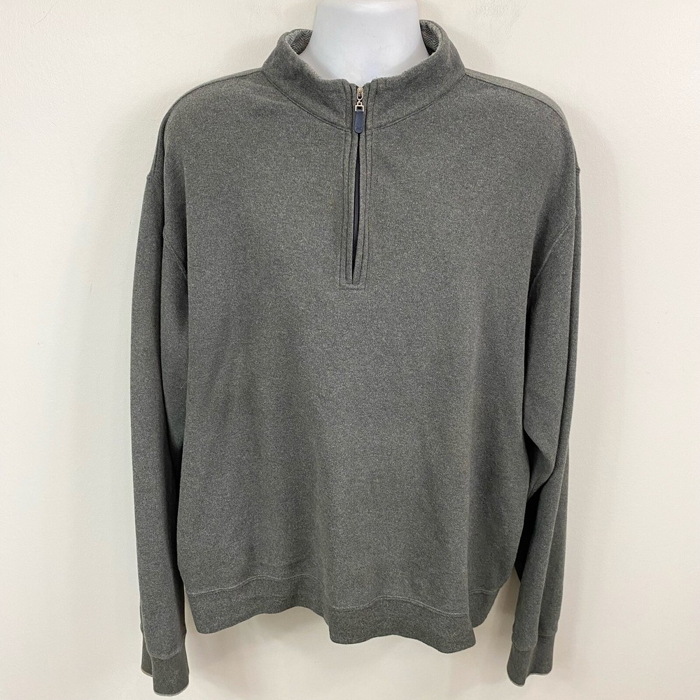 Peter Millar Sweatshirt Mens Gray Tri Blend Melange Quarter Zip Pullover Sz XL
