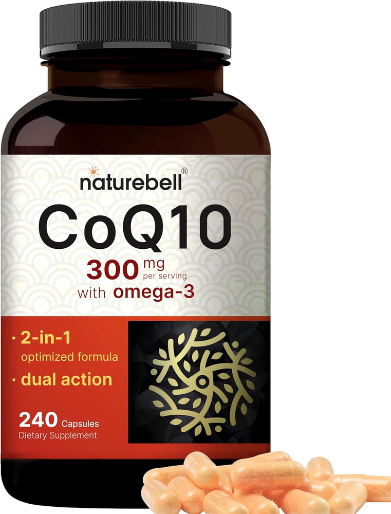 Coq10 300Mg with Omega 3, 240 Capsules, Antioxidant for Heart & Energy Support