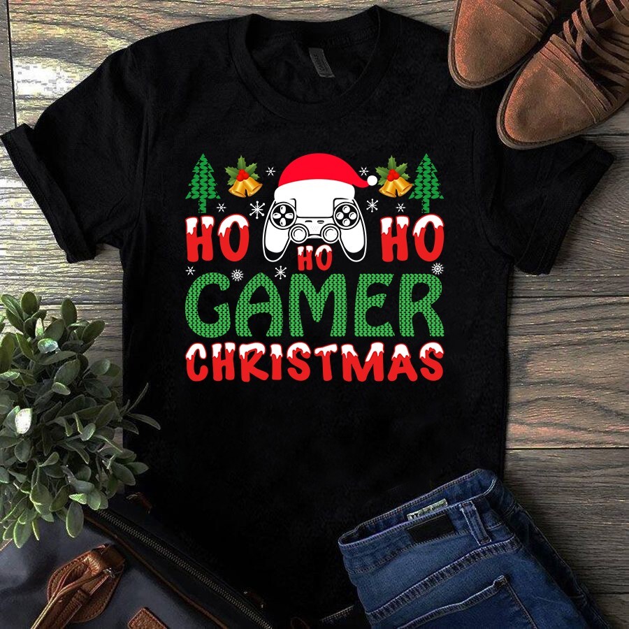 Ho Ho Ho Gamer Christmas Xmas Gift Tshirt