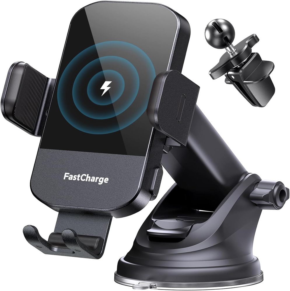 Wireless Car Charger, 15W Fast Charging Auto Clamping Car Charger Phone Mount Ph