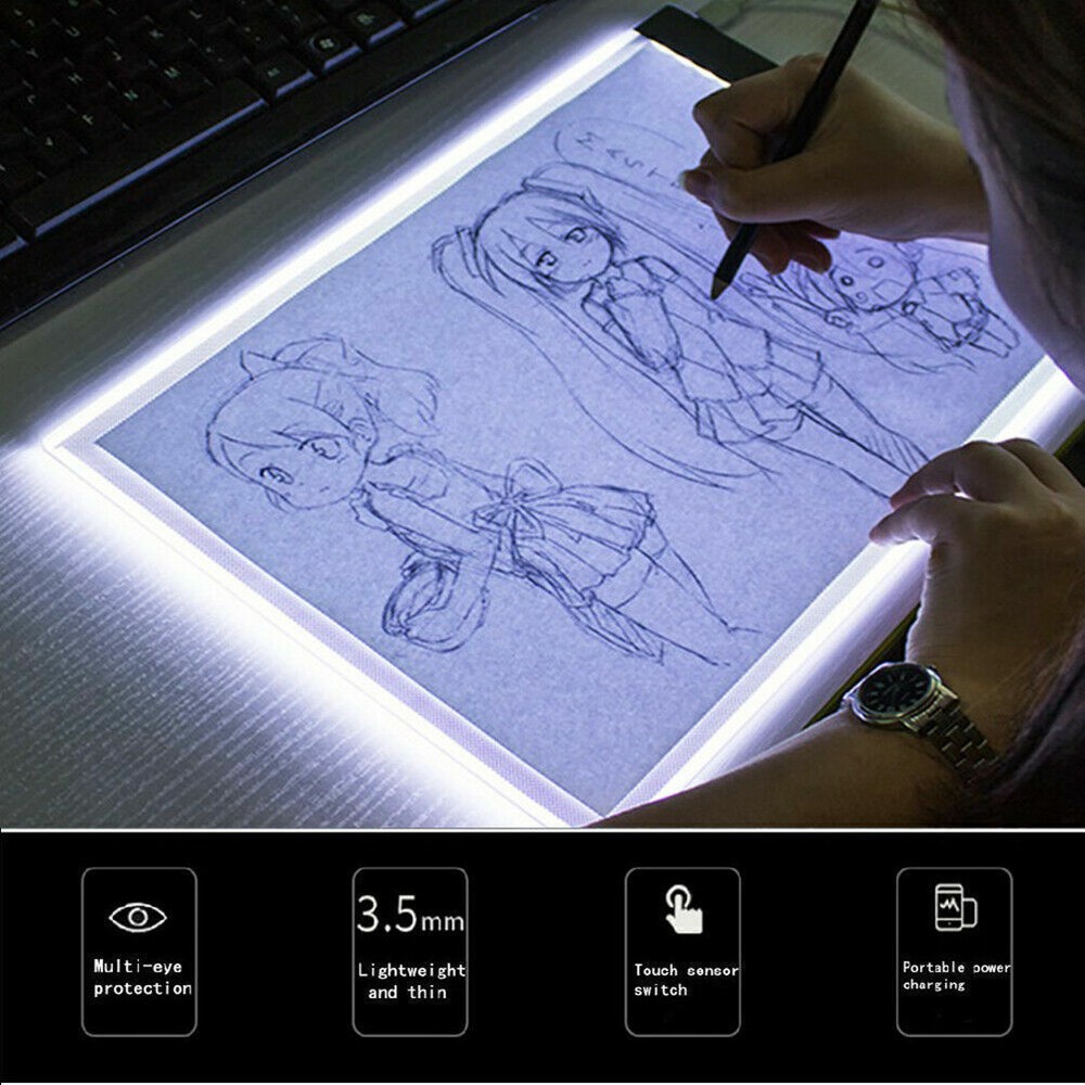 5A LED Tracing Light Box Board Art Tattoo Drawing Copy Pad Table For Painting US