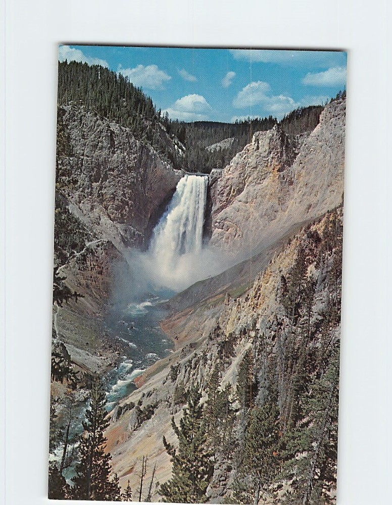 Postcard Lower Falls of The Yellowstone River Wyoming USA
