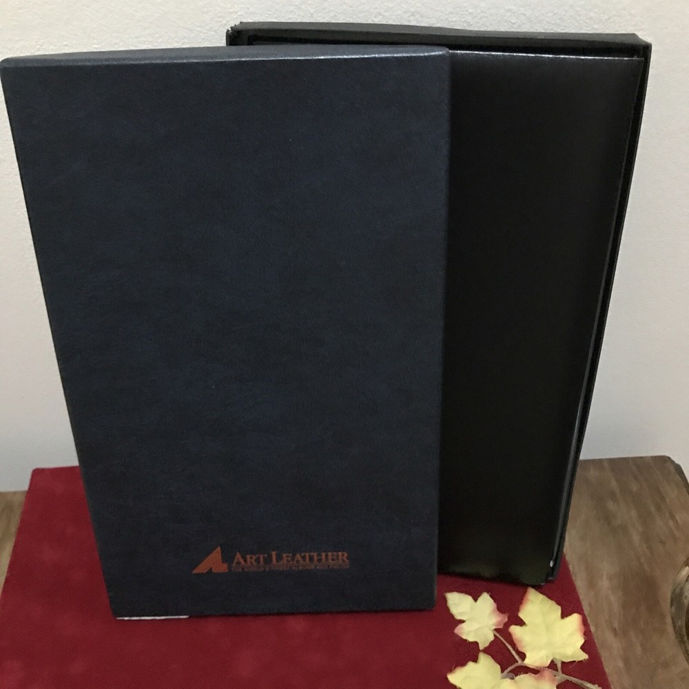 Art Leather Premium Black Photo Album with Gold Trim Holds 6 Photos New