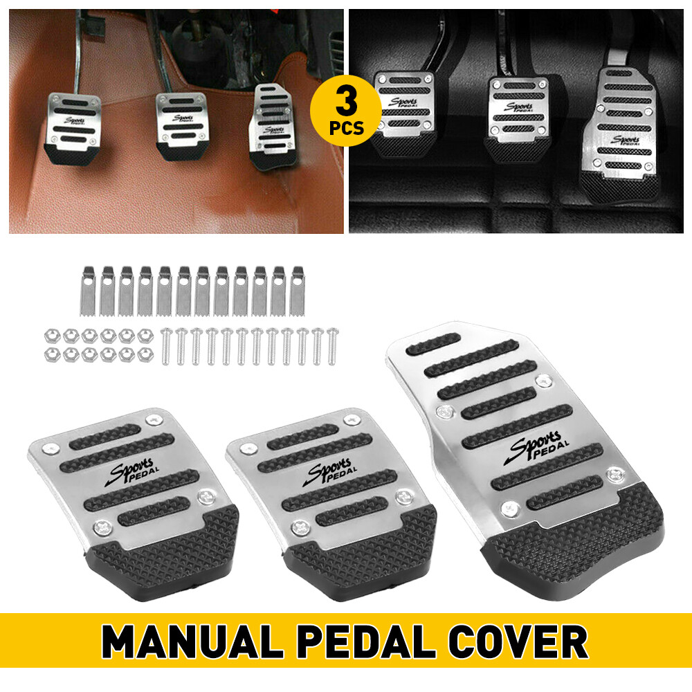 Non-Slip Silver Universal Gas Brake Pedal Covers for Manual Cars