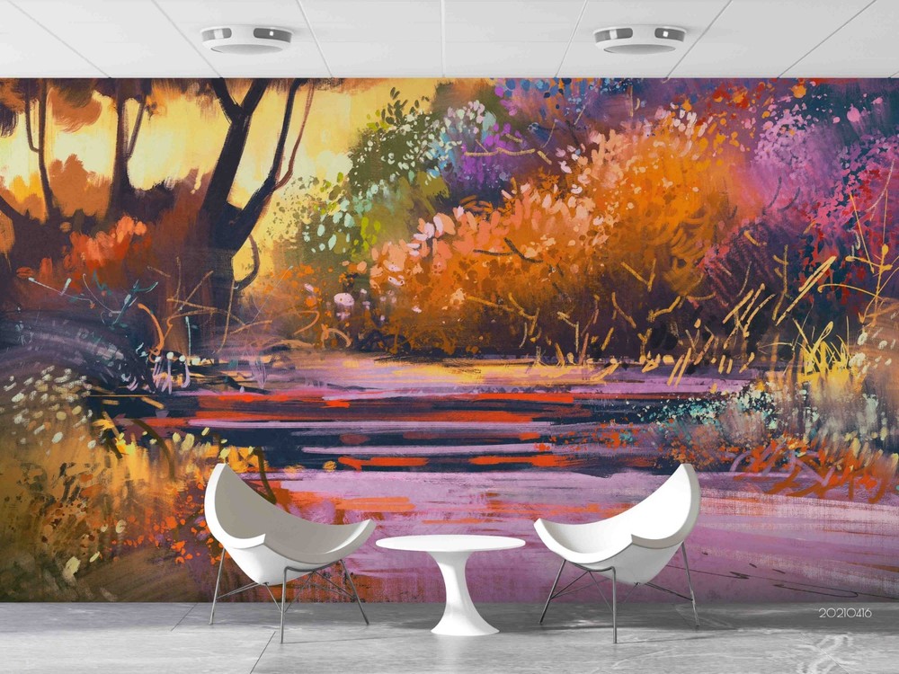 3D Forest River Landscape Oil Painting Wall Murals Wallpaper Murals Wall Sticker