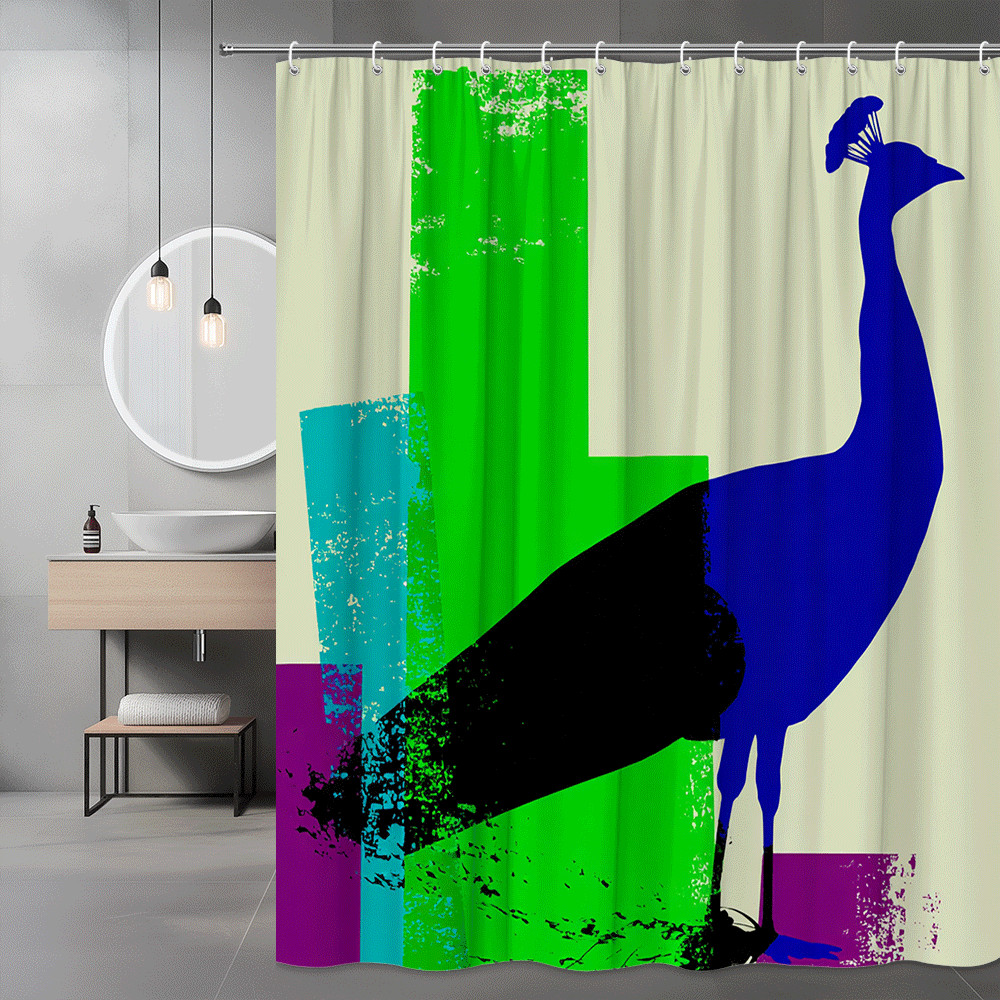 Abstract Peacock Shower Curtain Blue Green Graphic Art