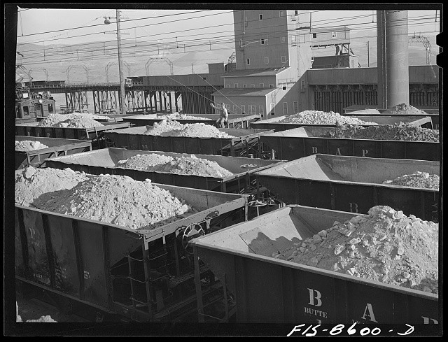 Anaconda Montana 1942 Anaconda Copper Mining Smelter Yard Copper Ore Cars