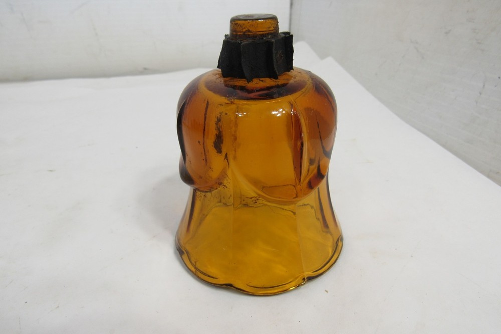 Vintage Amber Tulip Cut Glass Votive Cup Candle Holder Sconce 3.5 