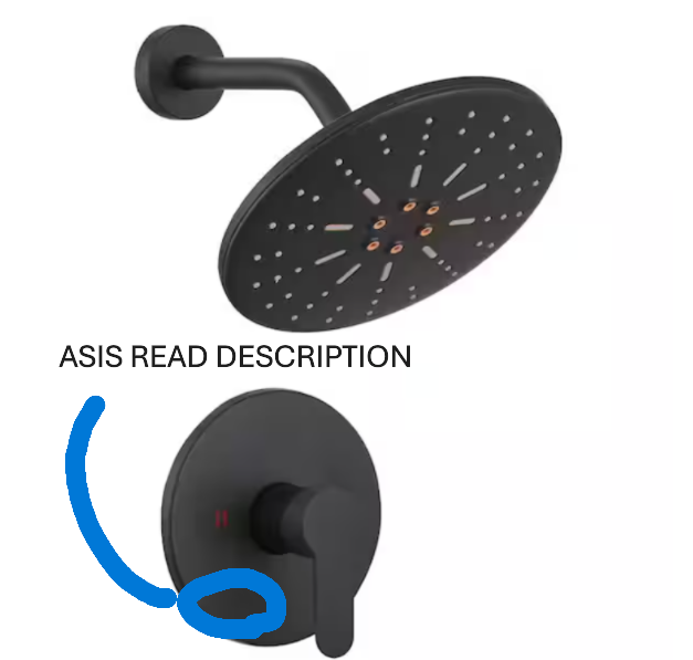 BWE Single Handle 1-Spray Round Rain Shower Faucet Set 1.8 GPM Matte Black