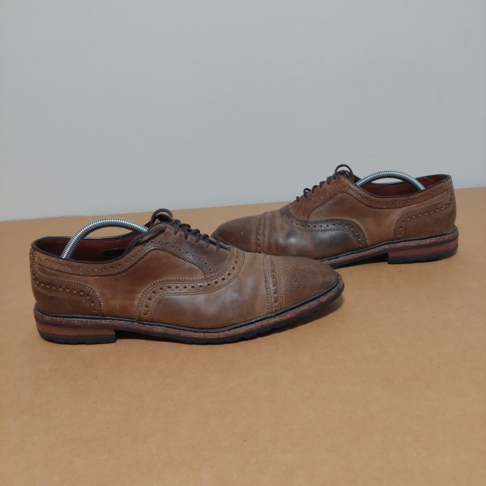 ALLEN EDMONDS Mens KIOWA Distressed Natural Leather Wingtip Broages SIZE 10.5 D