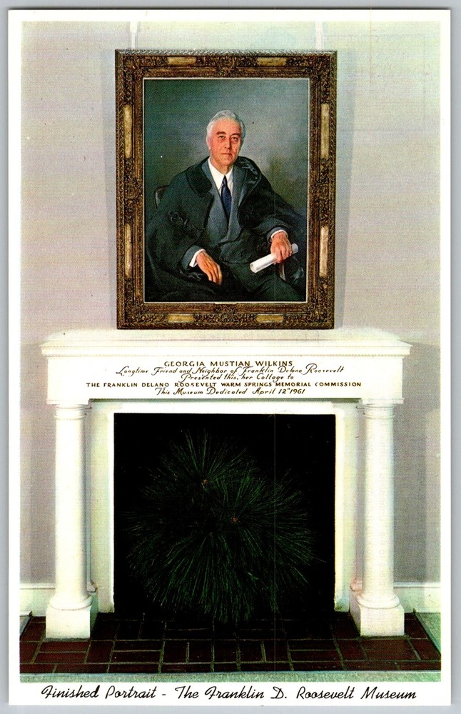 Vtg Postcard Finished Portrait President Fdr Warm Springs, GA 1960s