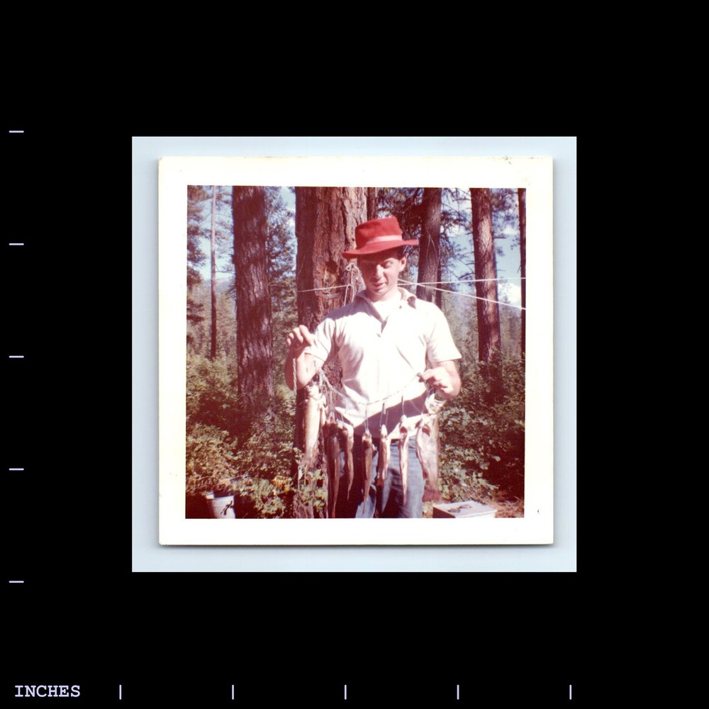 Square Color Photo MAN WITH FISH CAUGHT FISHING