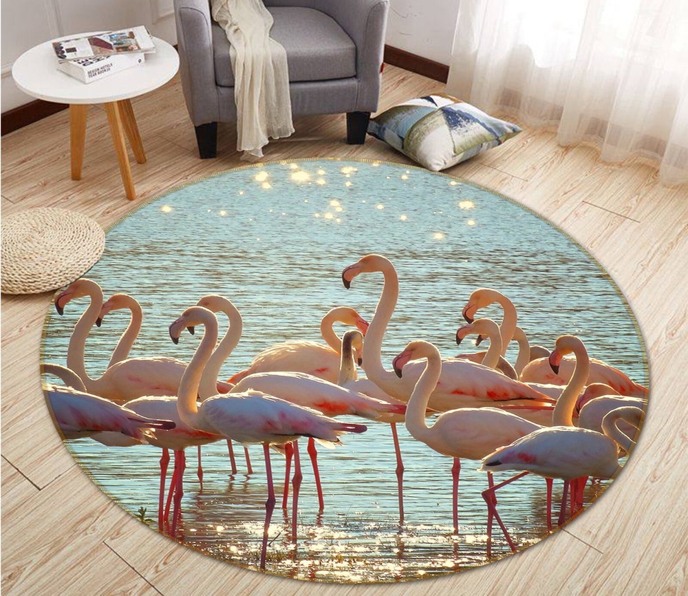 3D Gentle Flamingos Non-Slip Rug Mat Elegant Photo Carpet AHO186905