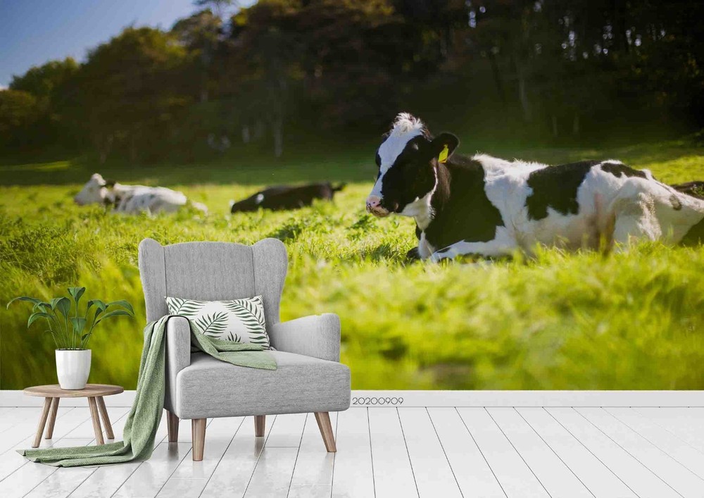 3D Forest Grassland Cow Landscape Wall Murals Wallpaper Murals Wall Sticker