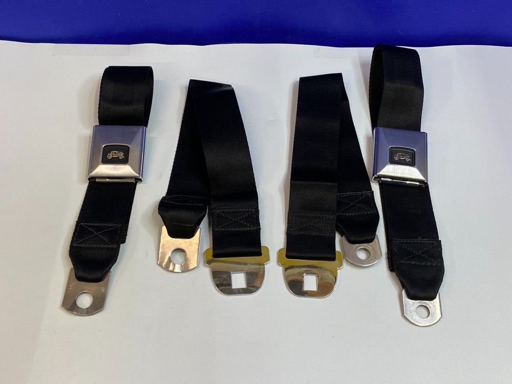 AFTERMARKET 1968-72 GM LARGE DELUXE LAP SEAT BELT SET W/ BRUSHED STAINLESS STEEL