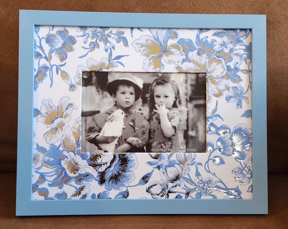 Chinoiserie Blue & Gold Floral 8x10 Picture Frame + Mat Combo | Fits 4x6 Photo💙