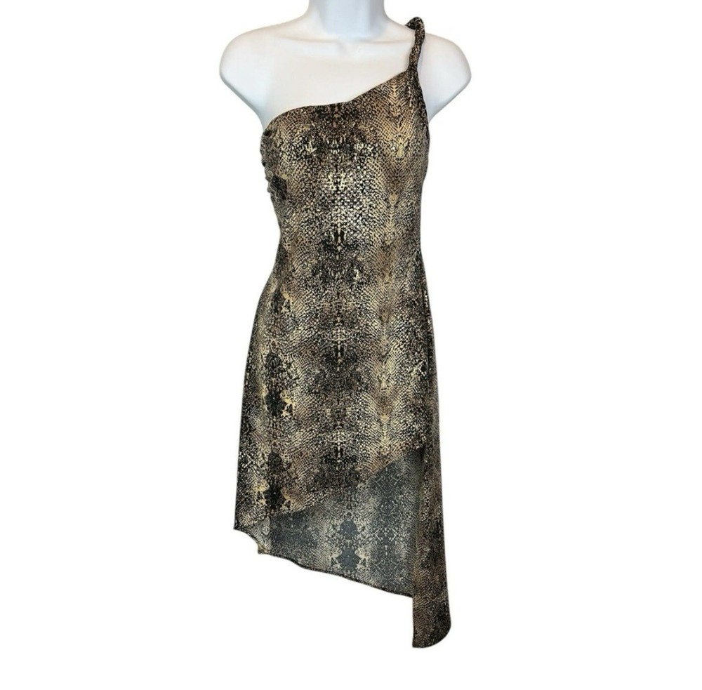 Vintage Y2K Snakeskin Sequin Asymmetrical Cache Party Dress