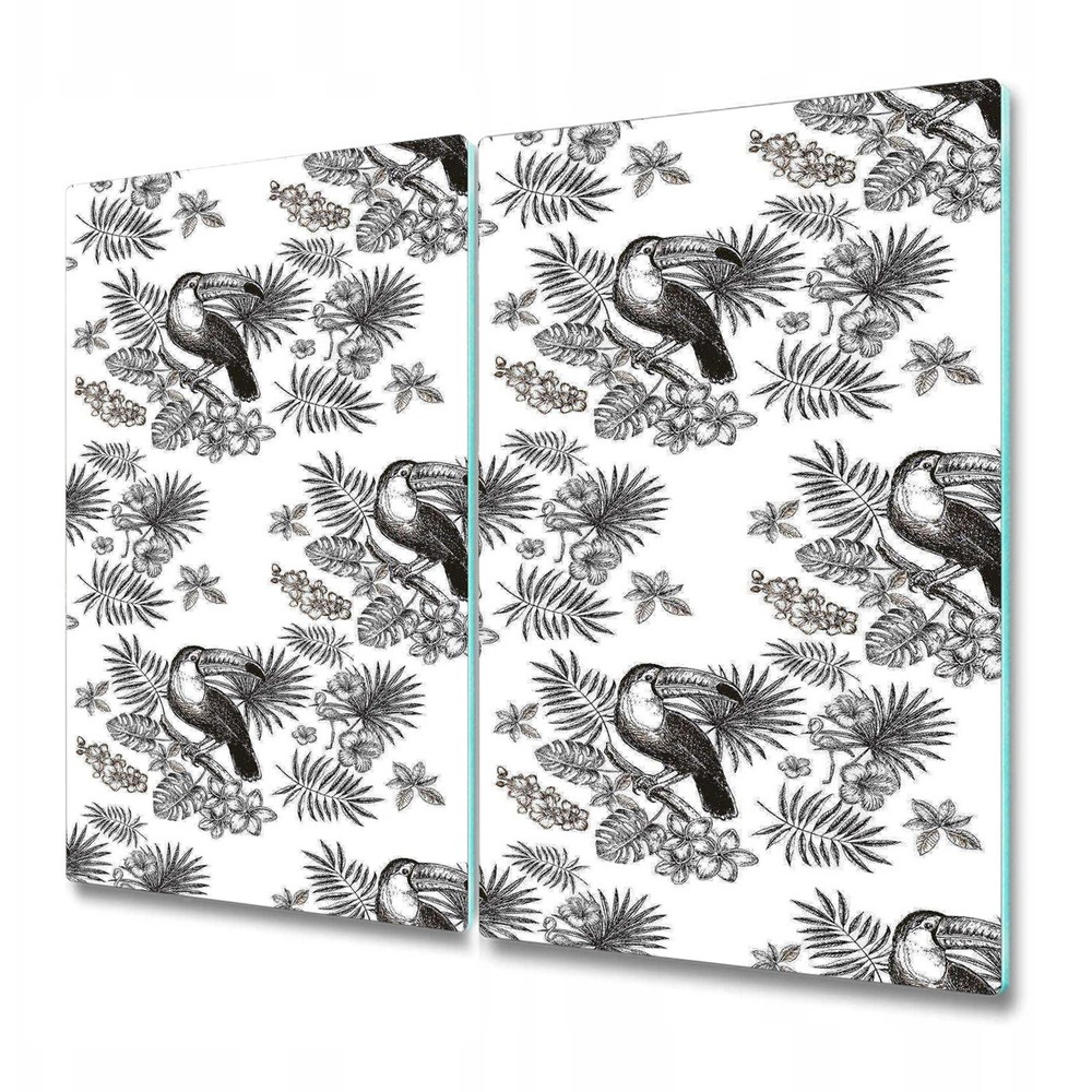 Glass Kitchen Chopping Board Worktop Saver Tropical Toucan Floral 2x30x52