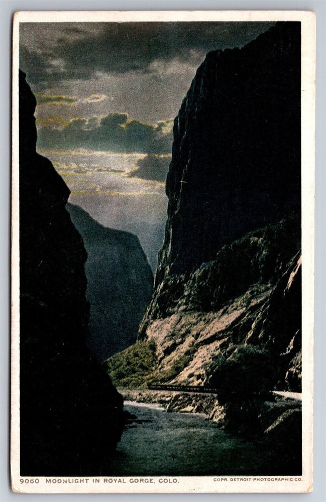 Moonlight In Royal Gorge Colorado C1915 Postcard P16