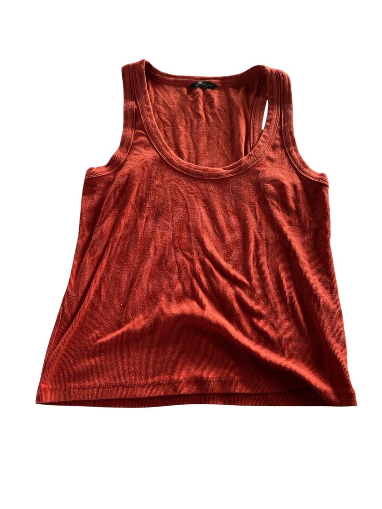 Banana Republic Women's Ribbed Tank Top Large Rust Orange Sleeveless Casual Stre