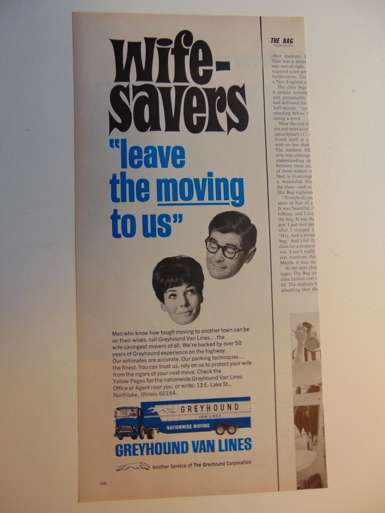 1967 GREYHOUND VAN LINES MOVERS- print ad
