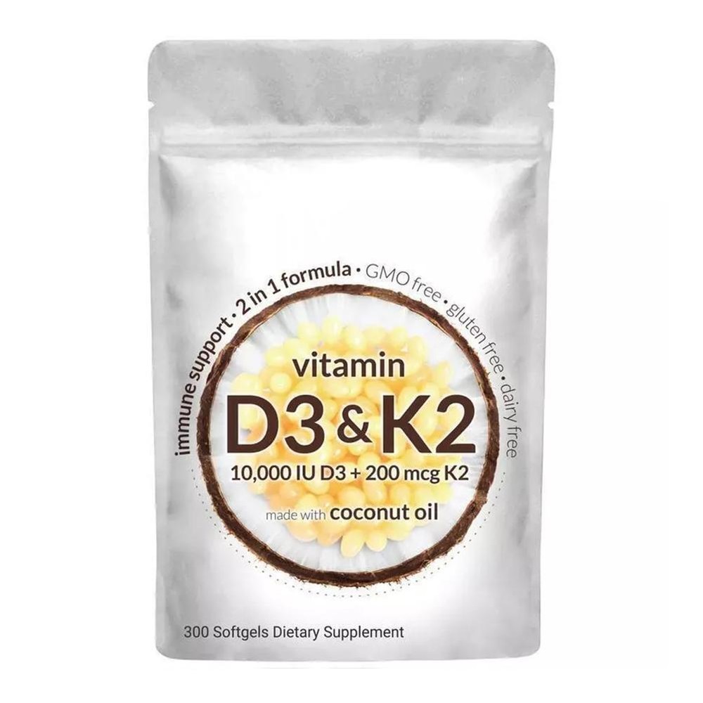 Vitamin D3 K2 Supplements Softgels, 180pcs 300pcs Vitamin D3+K2 Capsules&
