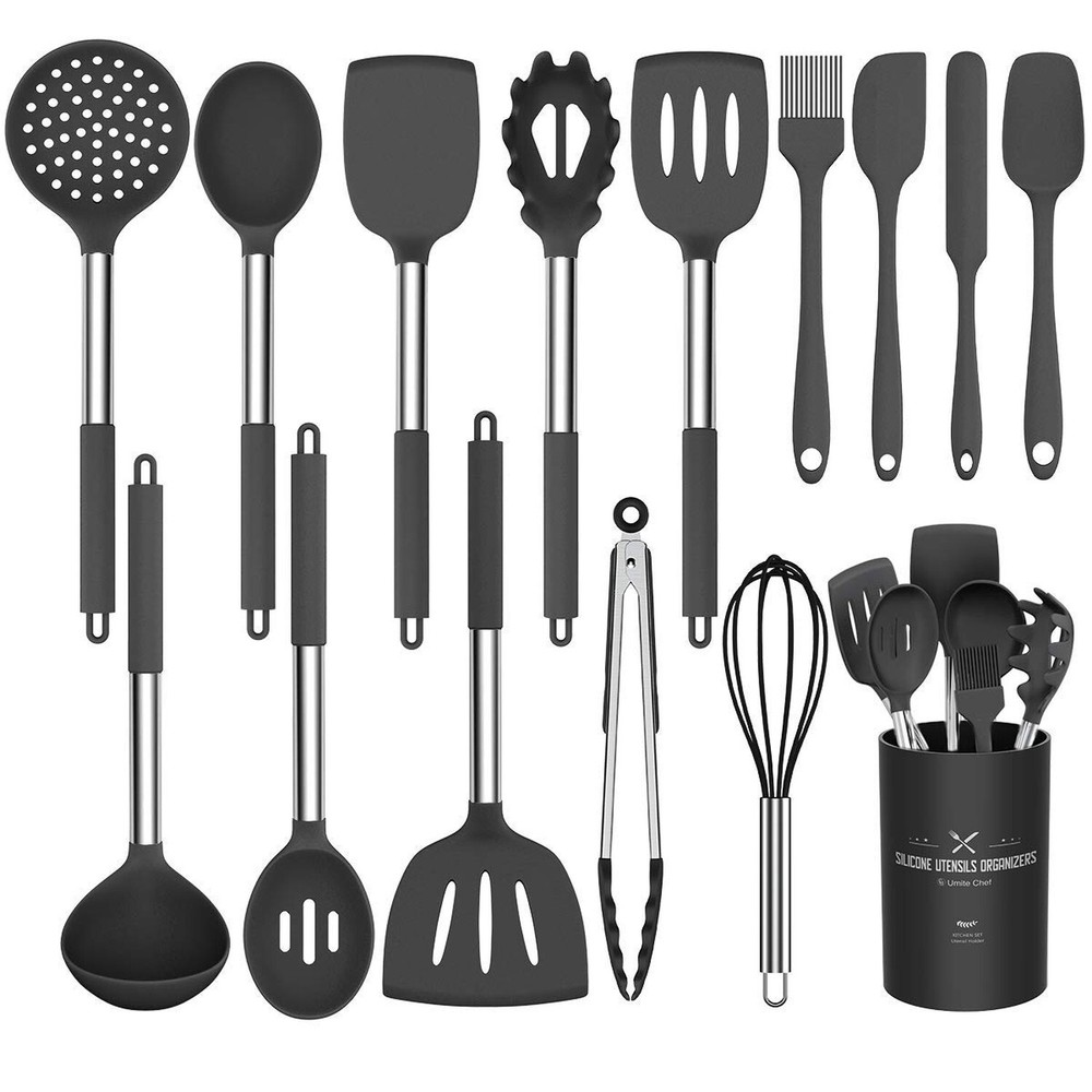 Silicone Cooking Utensil Set, Umite Chef 15pcs Silicone Cooking Kitchen Utens...