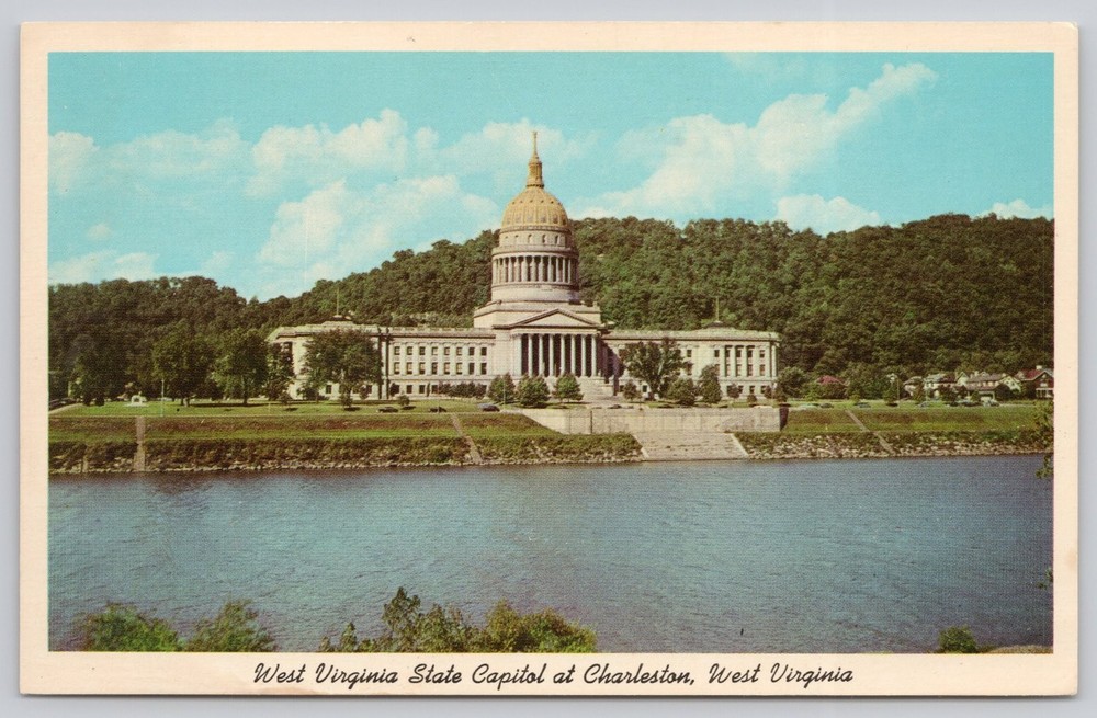 Vintage West Virginia State Capitol Charleston Curteichcolor Postcard 1950s WV