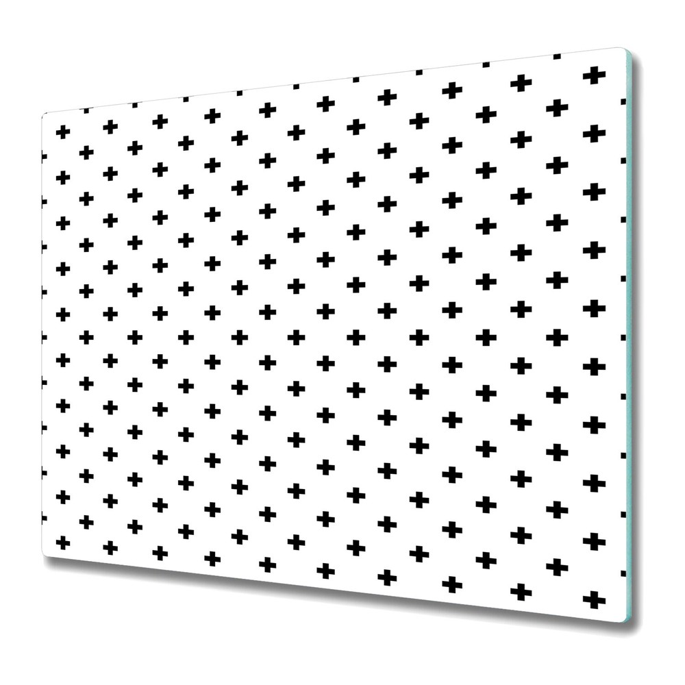 Glass Chopping Board Utensil Monochrome crosses black and white 60x52