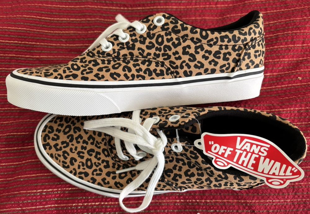 New Vans Cheetah Athletic Shoes Women's 6.5 Animal Print Laces Doheny Vegan NWOB