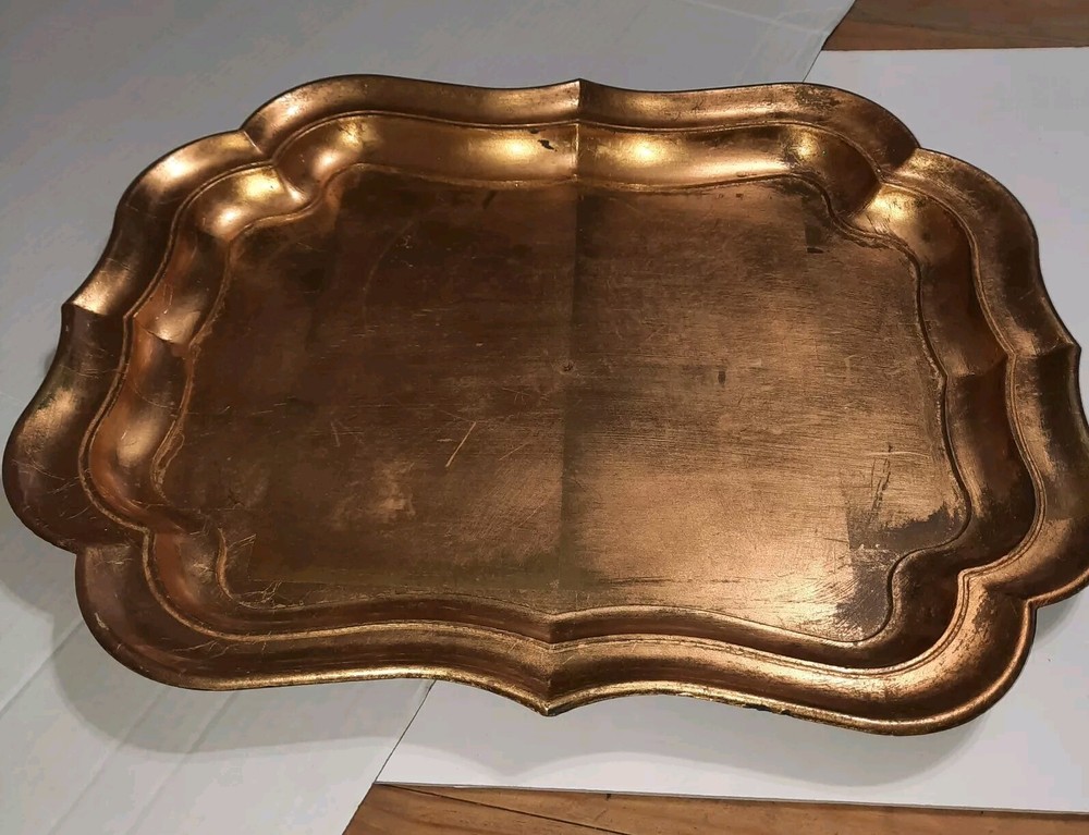 Food Serving Tray JC Penny Home Collection,  Foil Finish Gold