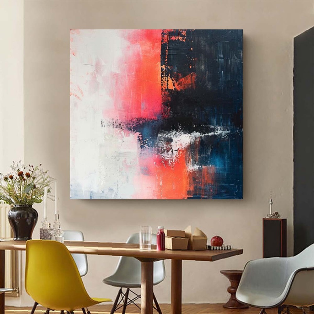 pink Modern Abstract Oil Painting on canvsa Living Room Handmade black wall art