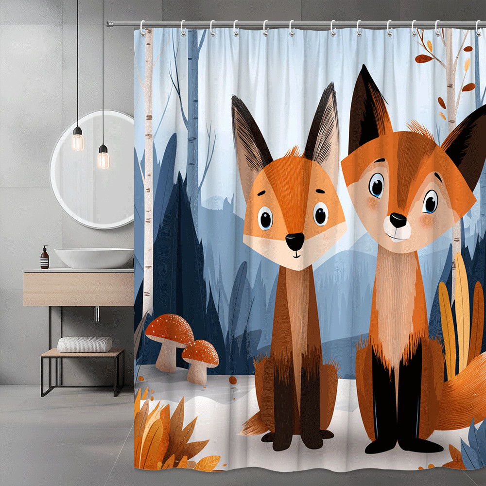 Fox Shower Curtain Woodland Forest Animal Print
