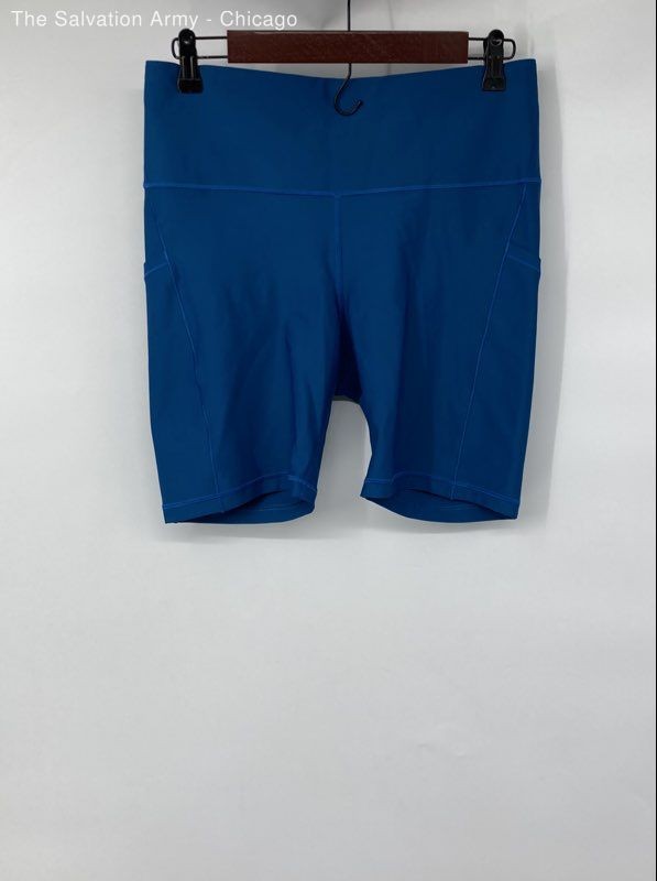Athleta Womens Blue Elastic Waist Pull-On Activewear Biker Shorts Size Large