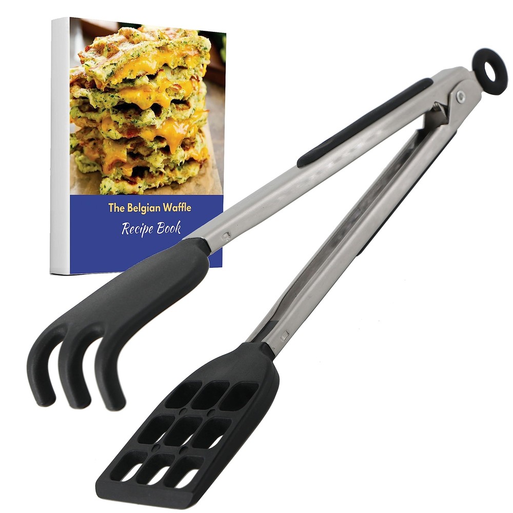 Waffle Tongs by StarBlue – 10 Inches Silicone and Nylon Serving Tongs with