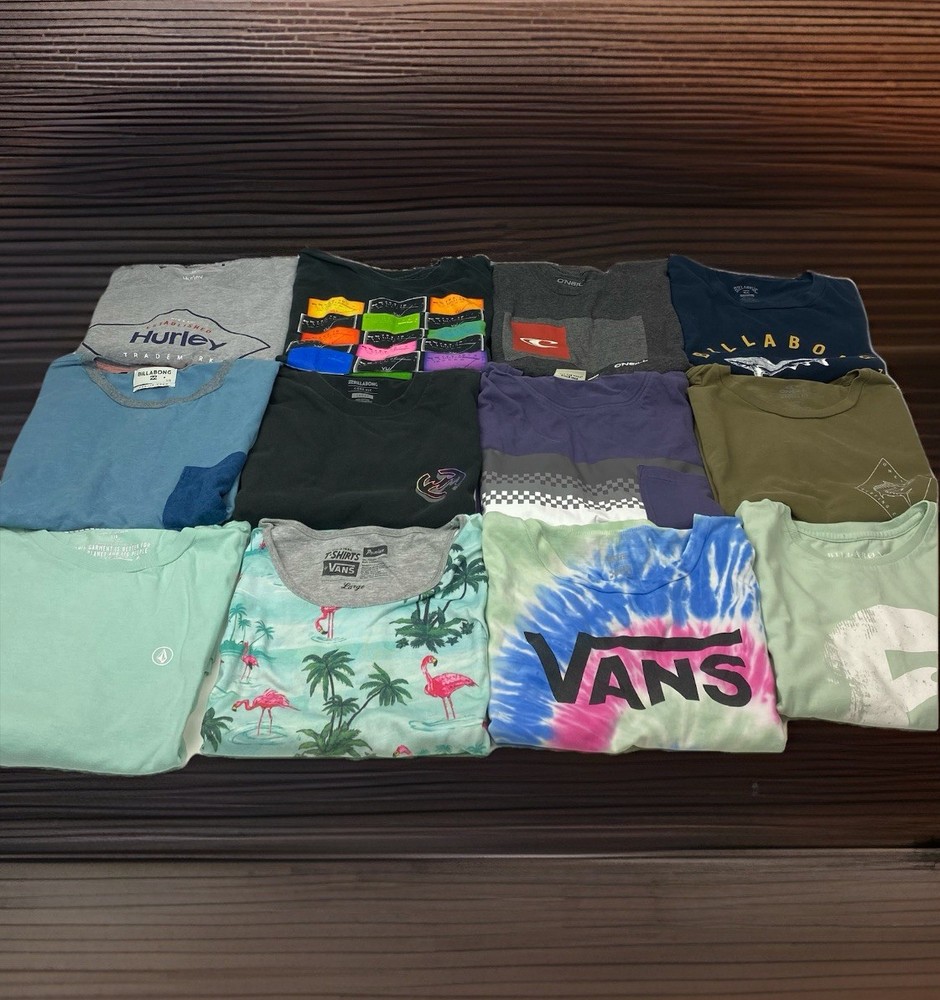Lot Of 12 VANS Billabong O’Neill Hurley Volcom Men’s L Large Graphic T Shirts