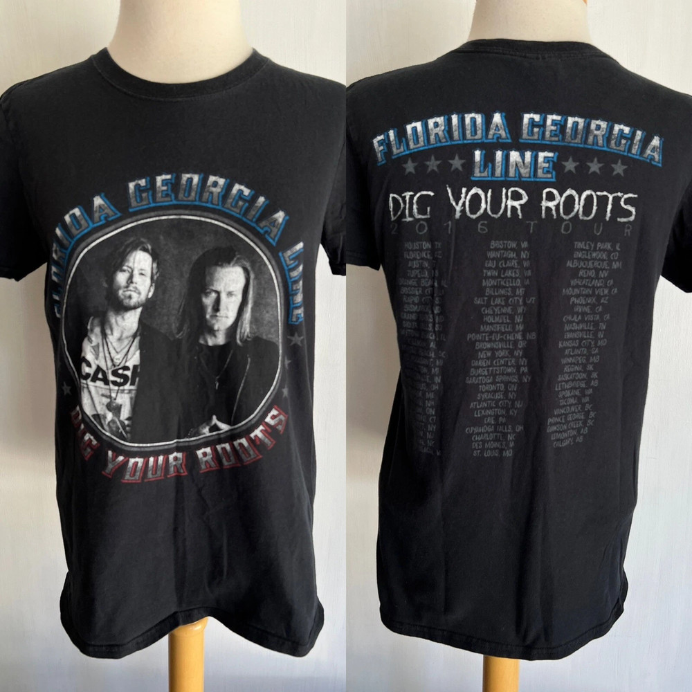 FLORIDA GEORGIA LINE (2016) Official Dig Your Roots Tour Dates T-Shirt Small
