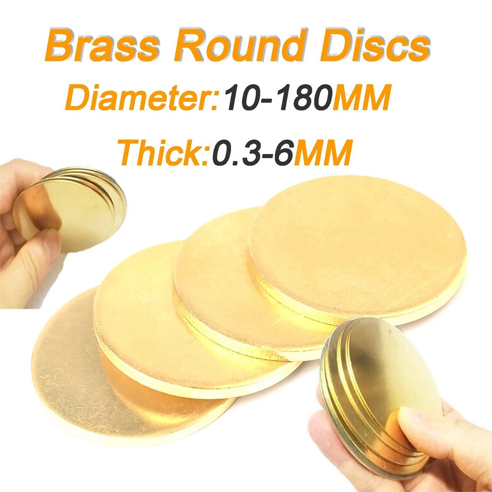 Thick 0.3mm - 6mm Dia 10mm - 180mm Solid Brass Discs Blanks Metal Round Sheets