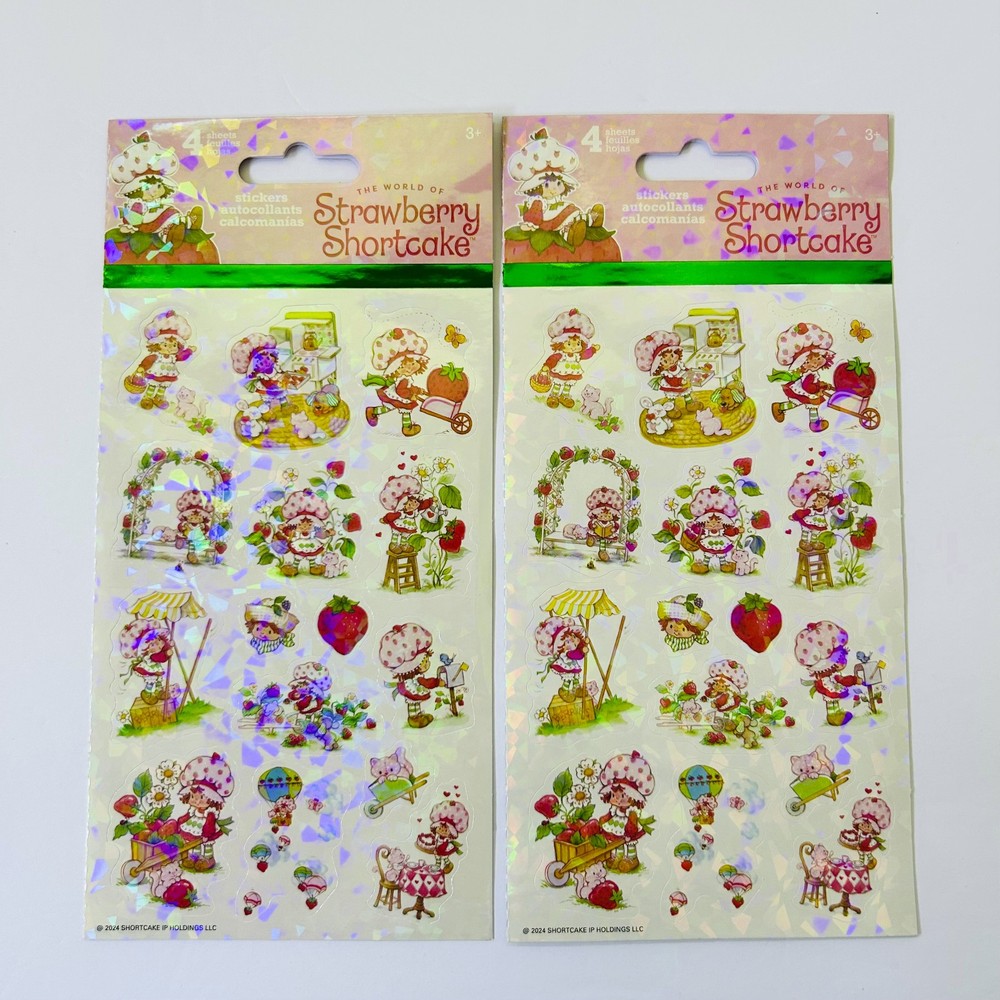 STRAWBERRY SHORTCAKE Stickers Glossy Holographic | 4 total sheets-NEW! Sandylion