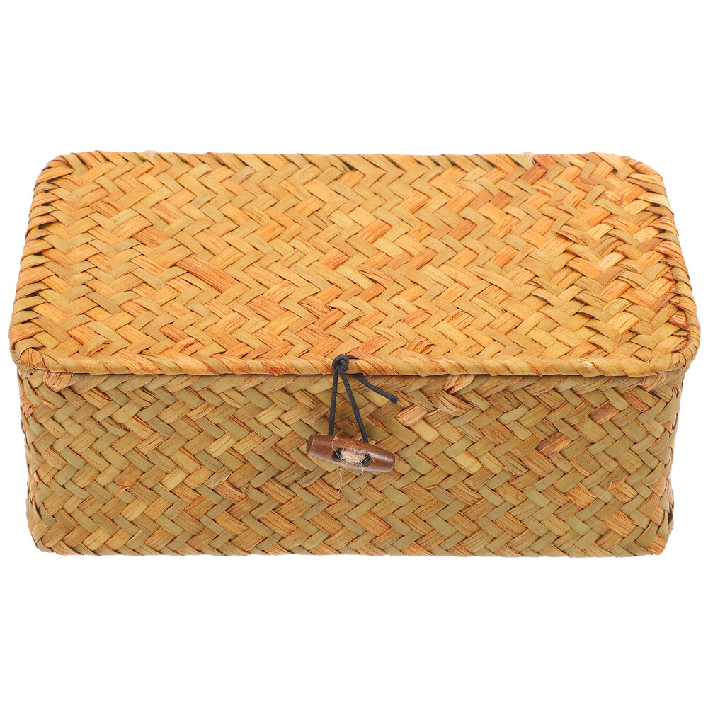 Wicker Basket with Lid Blanket Home Decor Multifunctional Storage