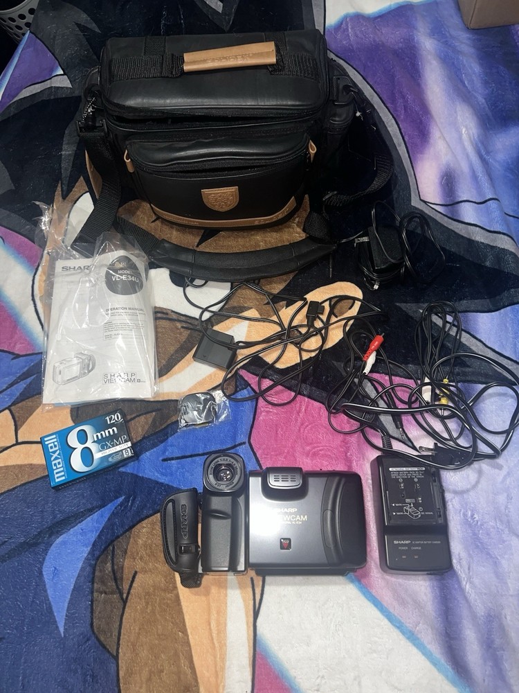 Sharp Viewcam VL-E34U 8mm Hi-Fi Monaural Camcorder Tested Works Bundle with Bag