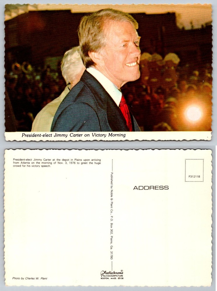 Jimmy Carter Plains GA Victory Morning 1976 President-elect Postcard