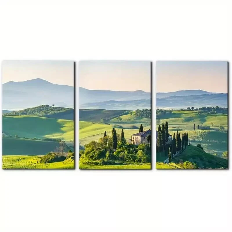 3pcs Italian Countryside Scenery Wall Art Canvas Framed 50x70cm Vibrant Decor