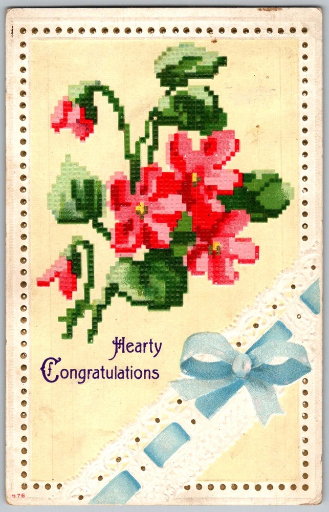 Antique Postcard Hearty Congratulations Floral Missouri, US 1910s