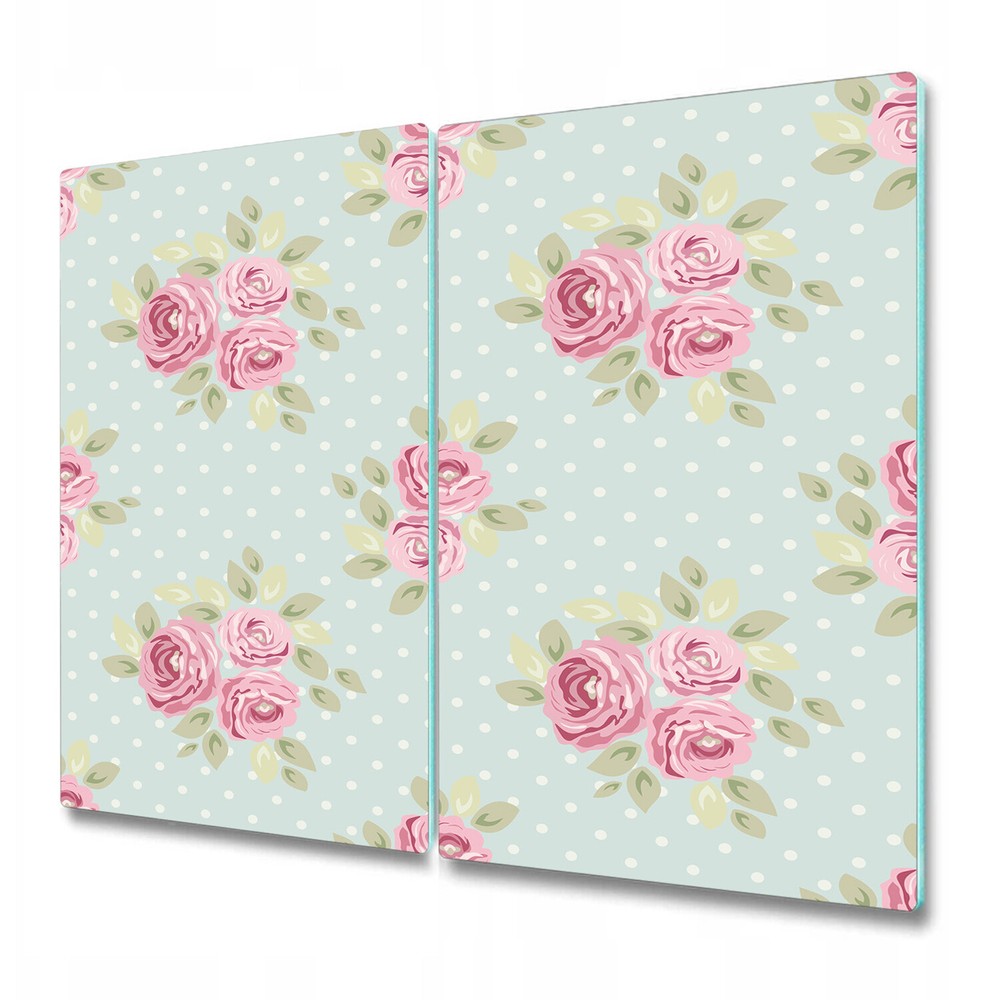 Glass Worktop Saver Kitchen Blue set of cute shabby chic roses pink and blue