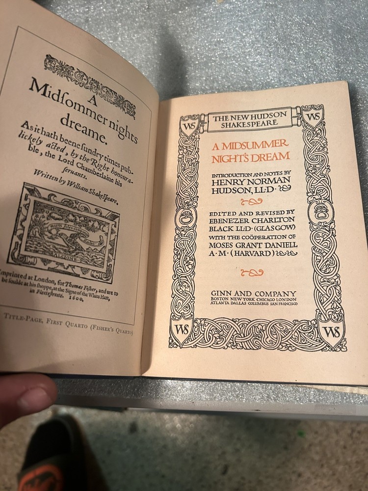Vintage New Hudson Shakespeare A Midsummer Night’s Dream Hardcover Book