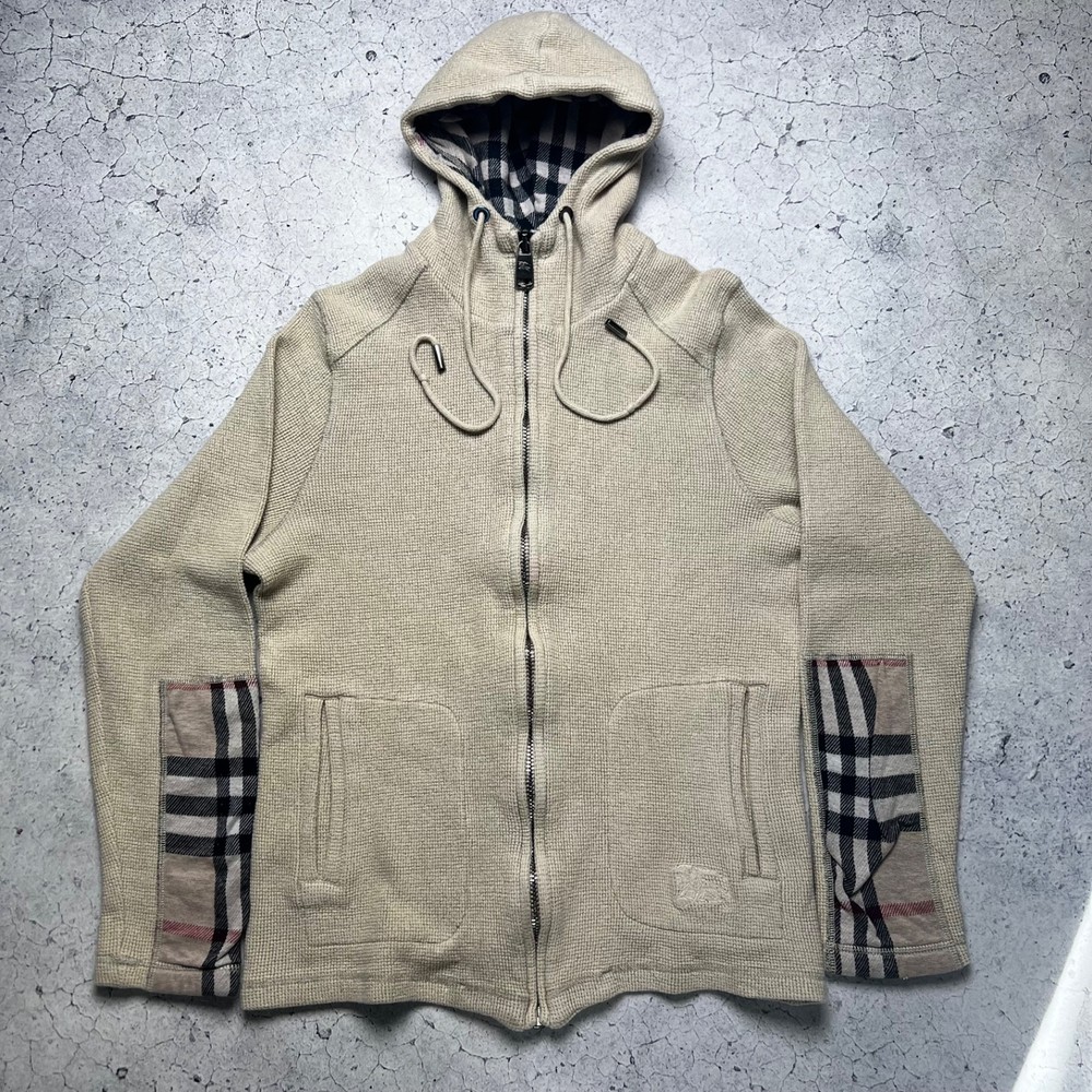 Burberry London Women Hoodie Zip Nova Check Beige Size L Portugal