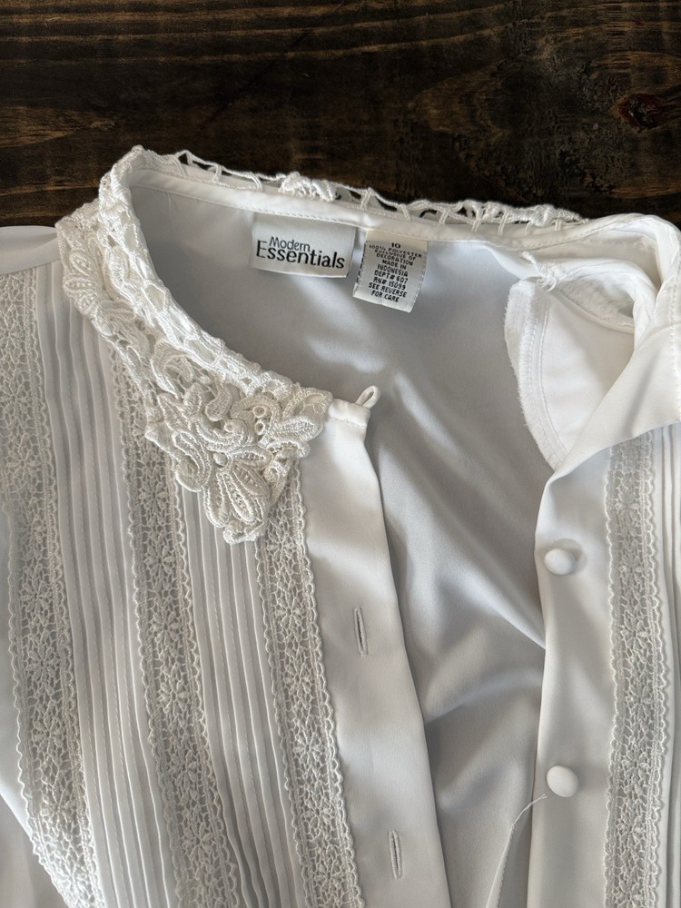 Modern Essentials Women’s Lace Trim Shirt Blouse