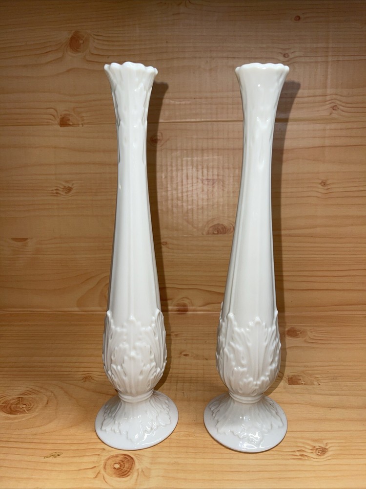 Set 2 Lenox Florentine Long Stem Bud Vase 10.75 in x  2.75 in