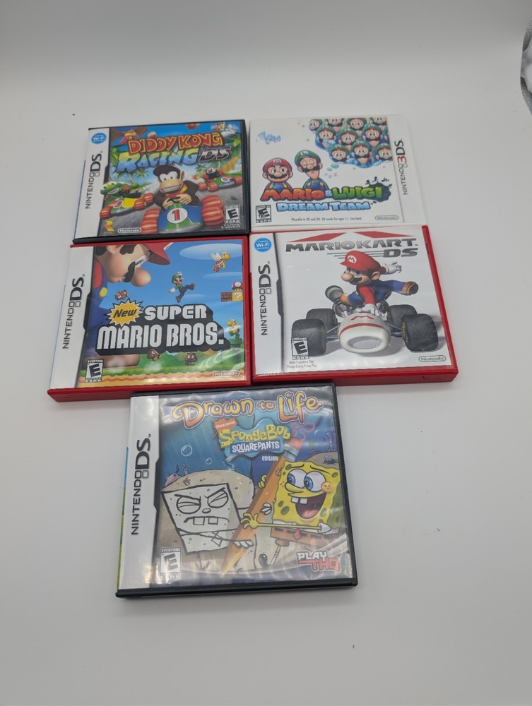 Lot Of 5 CIB DS/3DS Games Diddy Kong Racing, Mario Kart, Mario & Luigi,+ Tested